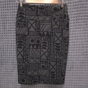 Black Stretch Comfort Pencil Skirt Sm 28-30W Knee Length Geometric Office Career